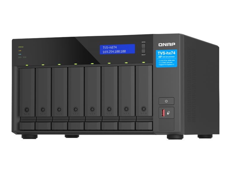 QNAP TVS-H874 - Serveur NAS - 8 Baies - SATA 6Gb/s - RAID RAID 0, 1, 5, 6, 10, 50, JBOD, 60, RAID TP - RAM 32 Go - Gigabit Ethernet / 2.5 Gigabit Ethernet - iSCSI support - TVS-h874-i5-32G - NAS