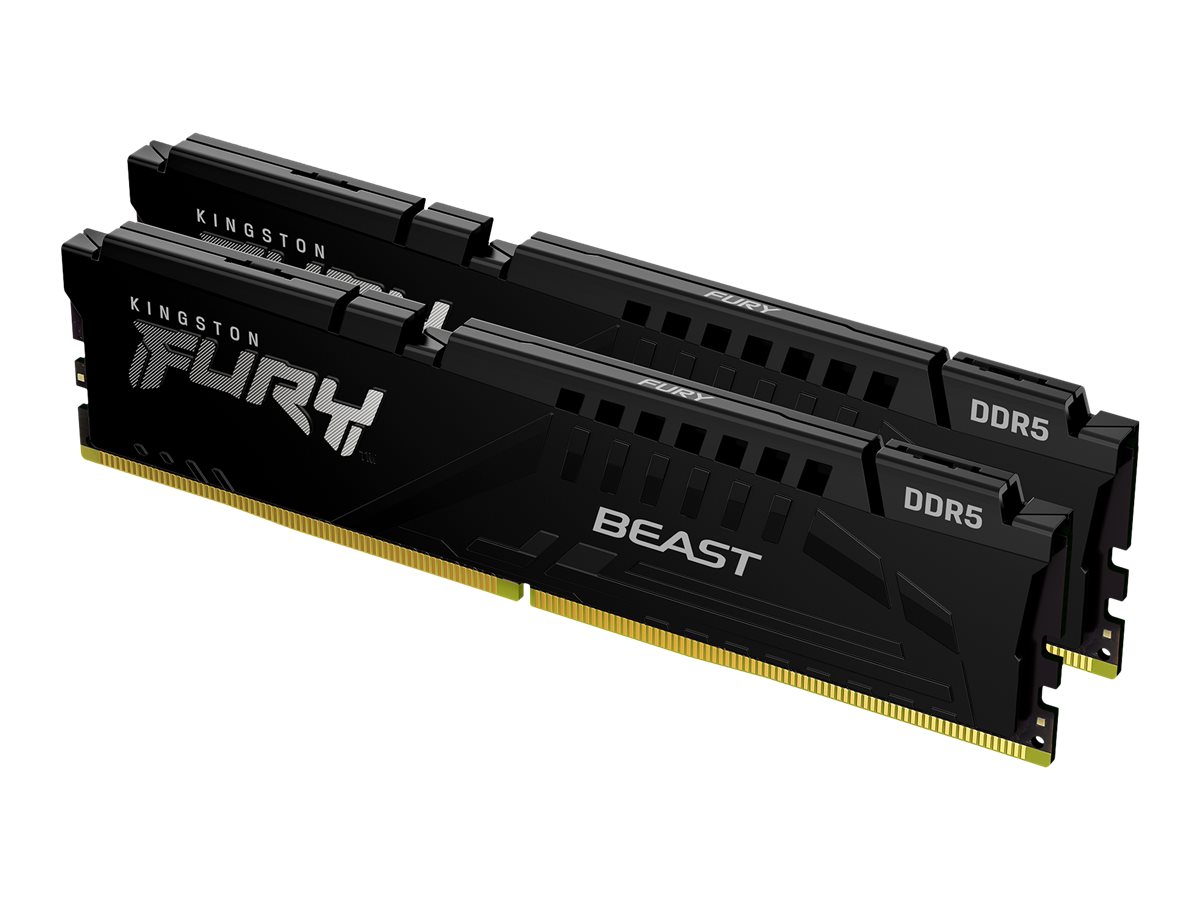 Kingston FURY Beast - DDR5 - kit - 16 Go: 2 x 8 Go - DIMM 288 broches - 5200 MHz / PC5-41600 - CL36 - 1.25 V - mémoire sans tampon - on-die ECC - noir - KF552C36BBEK2-16 - DDR5