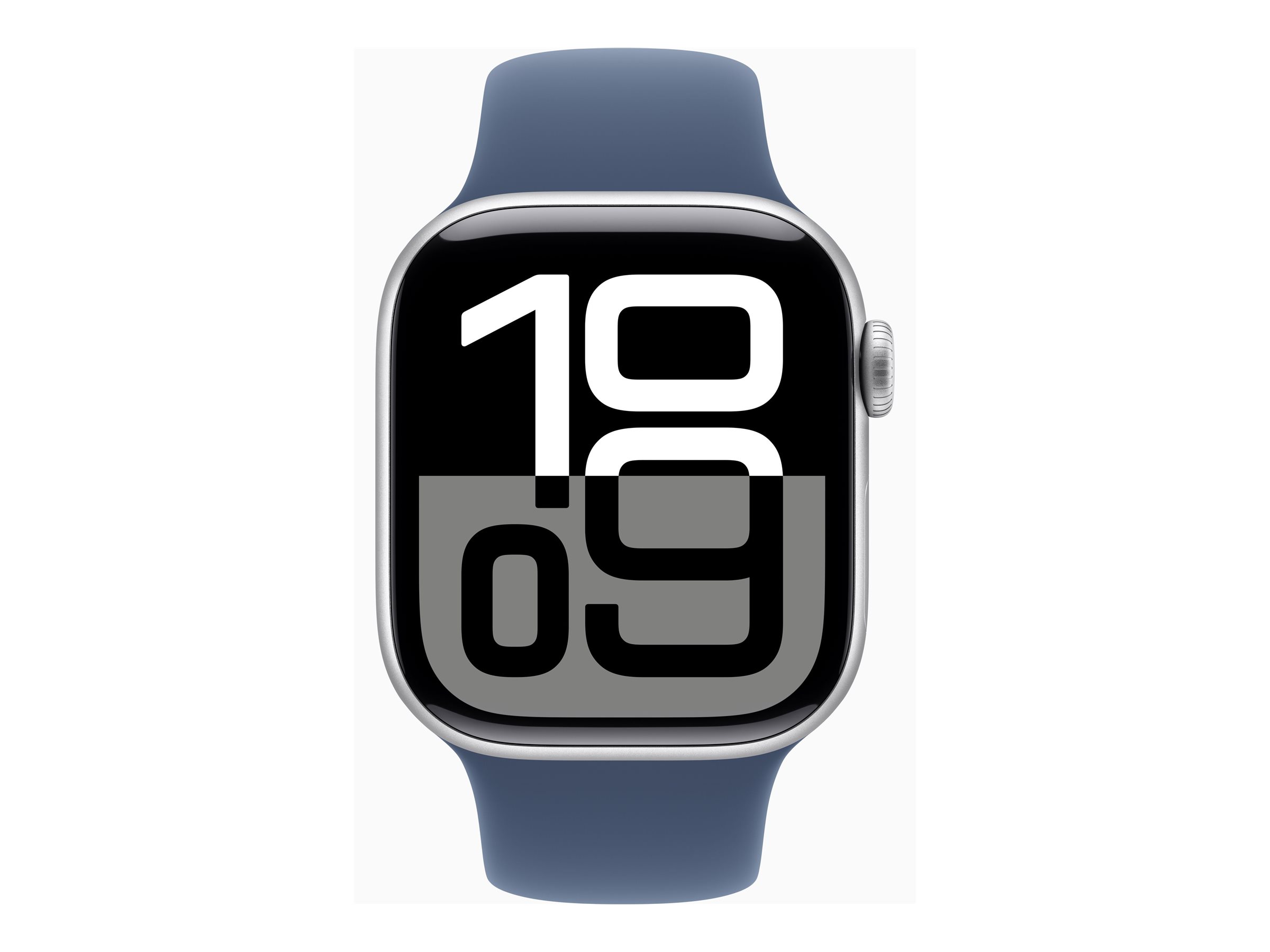 Apple Watch Series 10 (GPS + Cellular) - 42 mm - aluminium argenté - montre intelligente avec bande sport - fluoroélastomère - denim - taille du bracelet : M/L - 64 Go - LTE, Wi-Fi 4, UWB, Bluetooth - 4G - 29.3 g - MWX43QF/A - Montres intelligentes