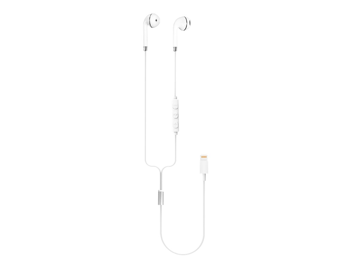 BIGBEN Connected ERGO - Écouteurs avec micro - embout auriculaire - filaire - Lightning - blanc - pour Apple iPad/iPhone/iPod (Lightning) - KPMFIW - Écouteurs