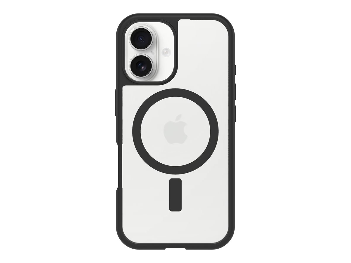 OtterBox React Series - Coque de protection pour téléphone portable - compatibilité avec MagSafe - cristal noir (incolore/noir) - pour Apple iPhone 16 - 77-96243 - Coques et étuis pour téléphone portable