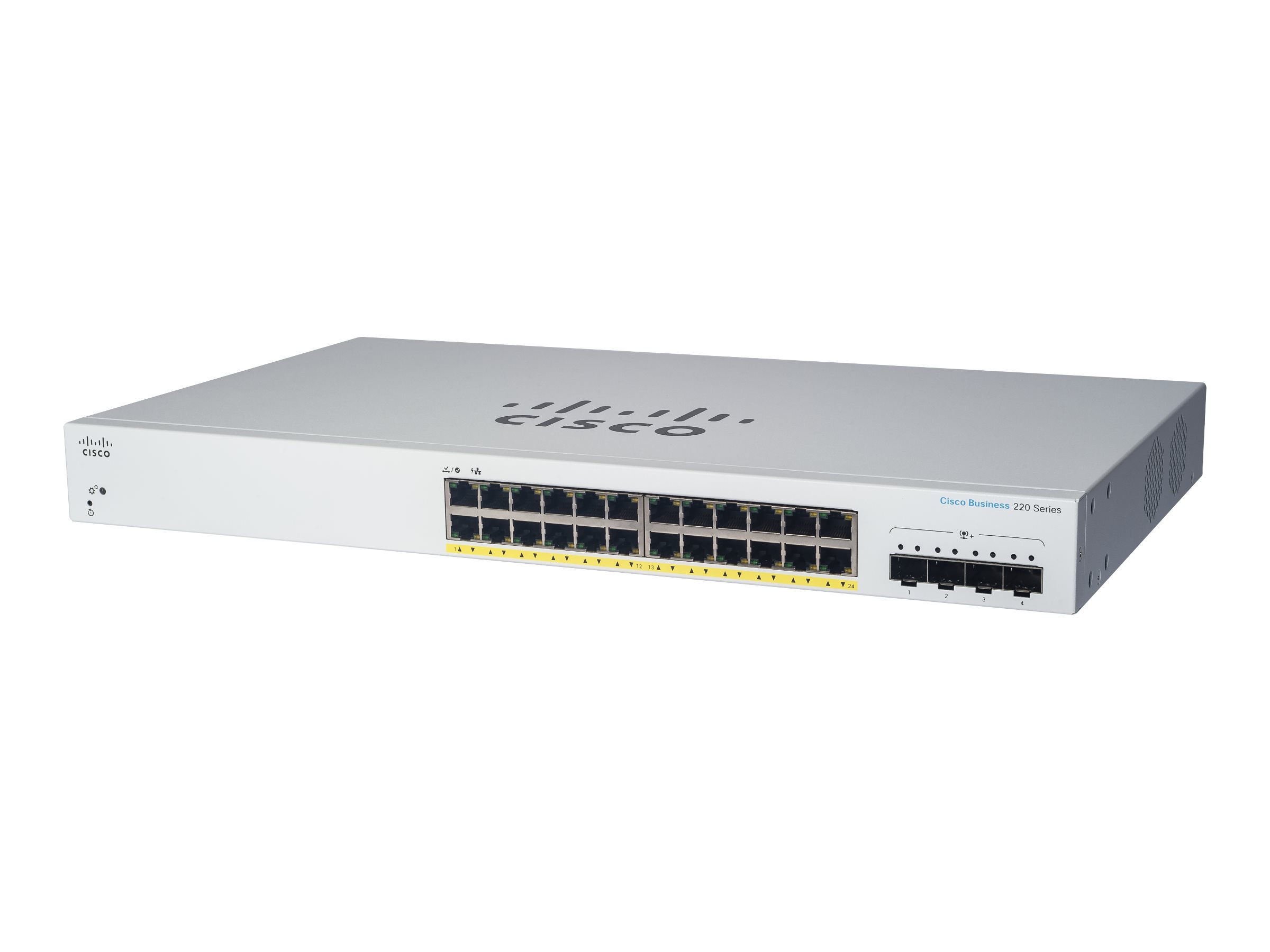 Cisco Business 220 Series CBS220-24FP-4X - Commutateur - intelligent - 24 x 10/100/1000 (PoE+) + 4 x SFP+ 10 Go (liaison montante) - Montable sur rack - PoE+ (382 W) - CBS220-24FP-4X-EU - Concentrateurs et commutateurs gigabit