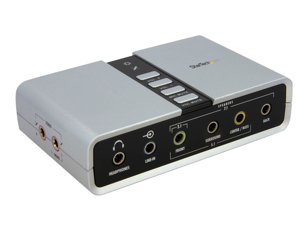 StarTech.com Adaptateur audio USB 7.1 avec audio numérique SPDIF - Carte son externe - USB (F) vers 2x Toslink (F) et 8x 3,5 mm (F) - Carte son - 48 kHz - 7.1 - USB 2.0 - pour P/N: MU15MMS, MU6MMS - ICUSBAUDIO7D - Cartes son externes