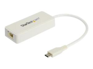 StarTech.com Adaptateur USB-C vers Ethernet Gigabit avec port USB 3.0 - Blanc (US1GC301AUW) - Adaptateur réseau - USB-C - Gigabit Ethernet + USB 3.1 Gen 2 - blanc - US1GC301AUW - Cartes réseau USB