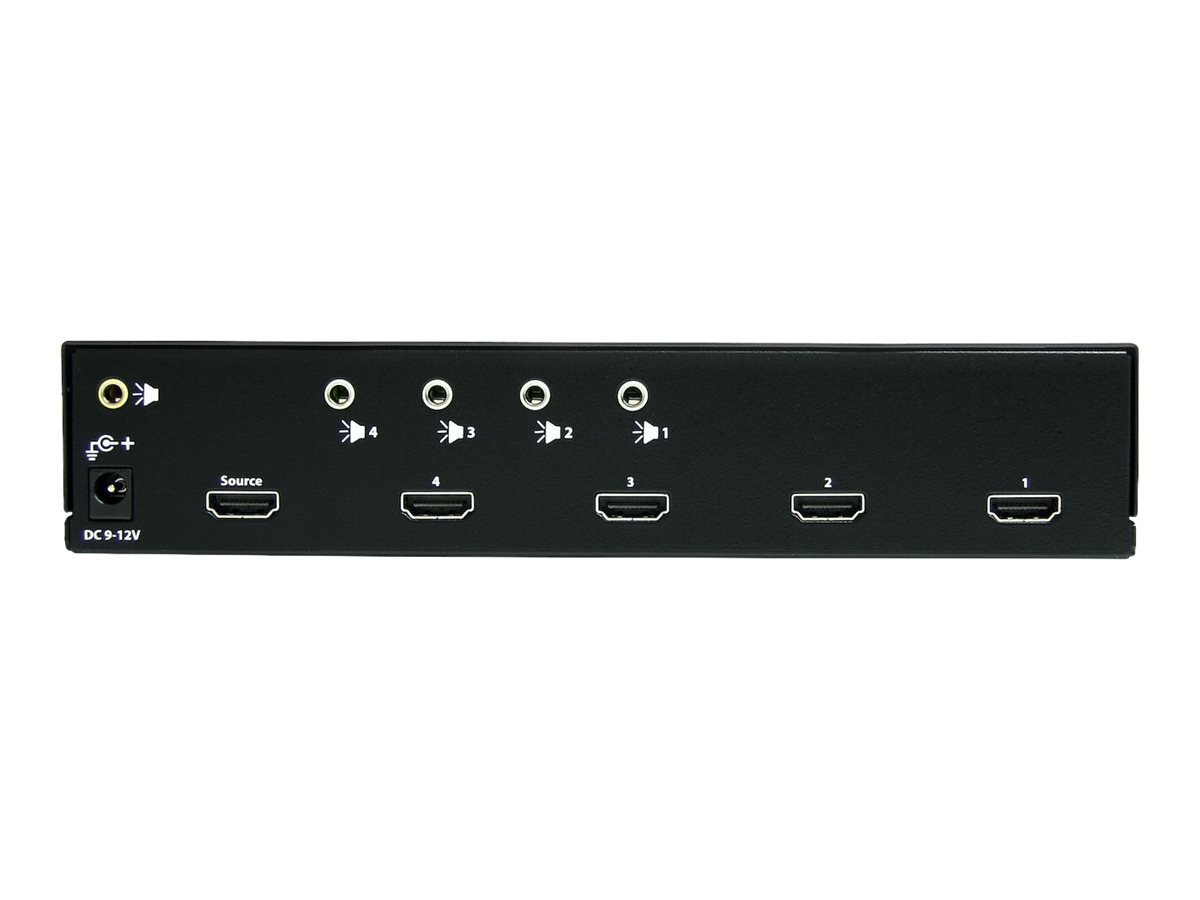 StarTech.com Répartiteur vidéo et amplificateur de signal HDMI haute vitesse à 4 ports avec audio - Répartiteur video - 4 x HDMI + 4 x audio - de bureau - pour P/N: SVA12M2NEUA, SVA12M5NA - ST124HDMI2 - Commutateurs KVM
