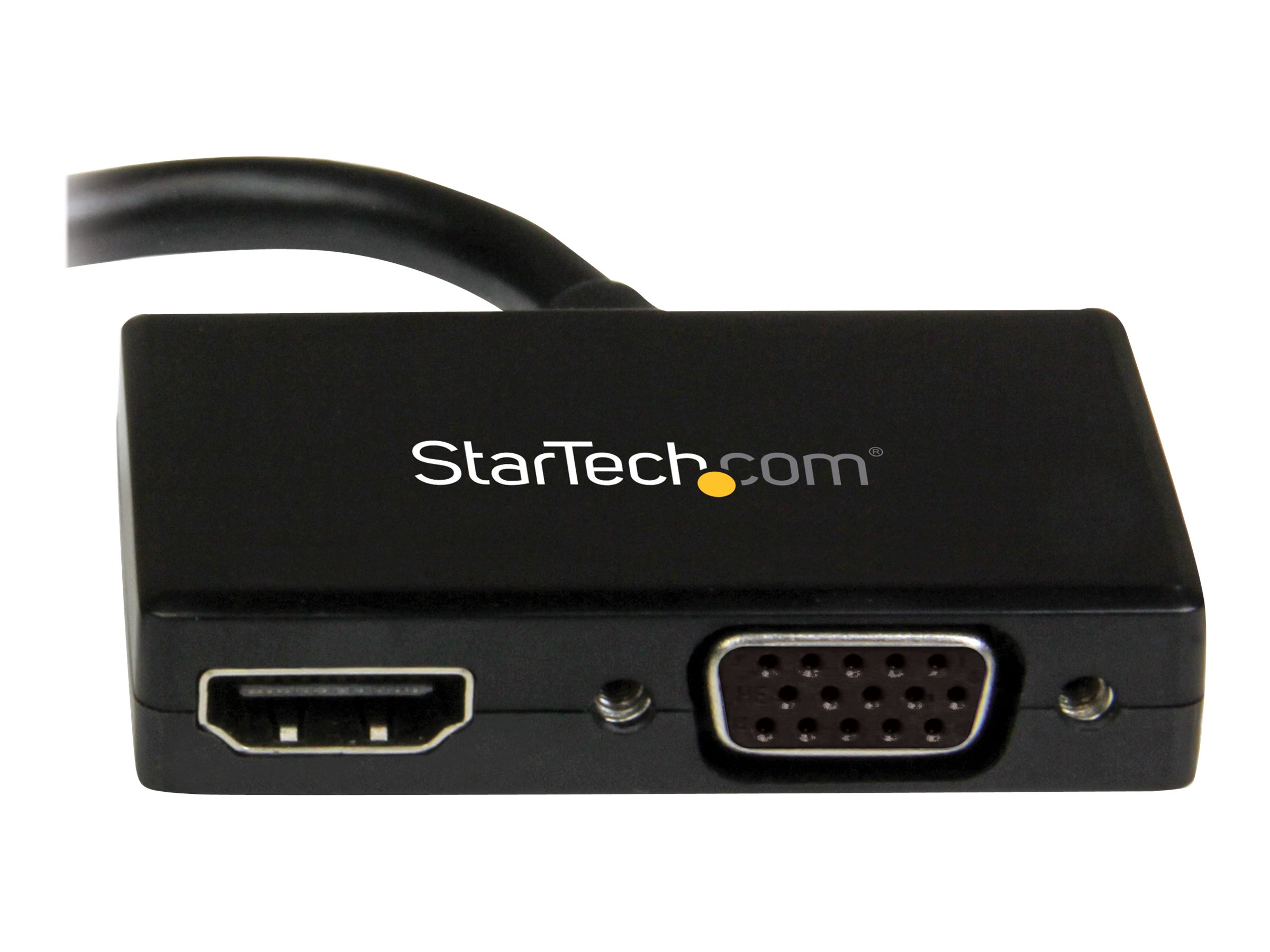 StarTech.com Adaptateur audio / vidéo de voyage - Convertisseur 2-en-1 Mini DisplayPort vers HDMI ou VGA - 1920x1200 / 1080p - Convertisseur vidéo - DisplayPort - HDMI, VGA - noir - MDP2HDVGA - Convertisseurs vidéo