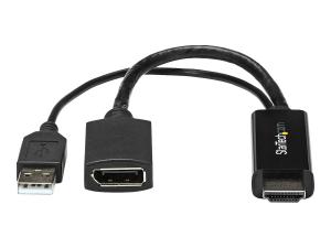 StarTech.com 4K 30Hz HDMI to DisplayPort Video Adapter w/ USB Power - 6 in - HDMI 1.4 (Male) to DP 1.2 (Female) Active Monitor Converter (HD2DP) - Câble adaptateur - HDMI, USB (alimentation uniquement) mâle pour DisplayPort femelle - 25.5 cm - noir - actif, support 4K30Hz (3840 x 2160) - pour P/N: SV211HDUC, SV221HUC4K - HD2DP - Accessoires pour téléviseurs