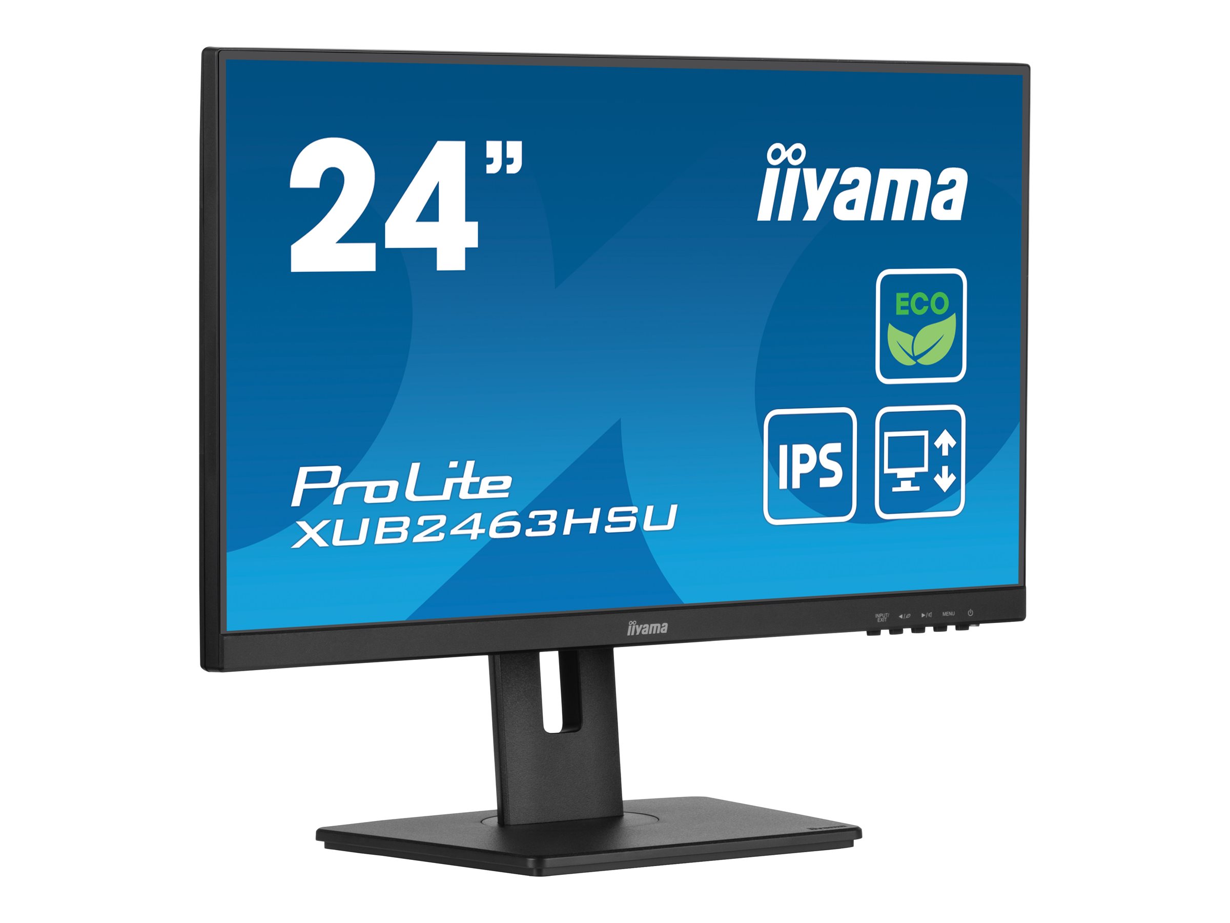 iiyama ProLite XUB2463HSU-B1 - Écran LED - 24" (23.8" visualisable) - 1920 x 1080 Full HD (1080p) @ 100 Hz - IPS - 250 cd/m² - 1300:1 - 3 ms - HDMI, DisplayPort - haut-parleurs - noir, mat - XUB2463HSU-B1 - Écrans d'ordinateur