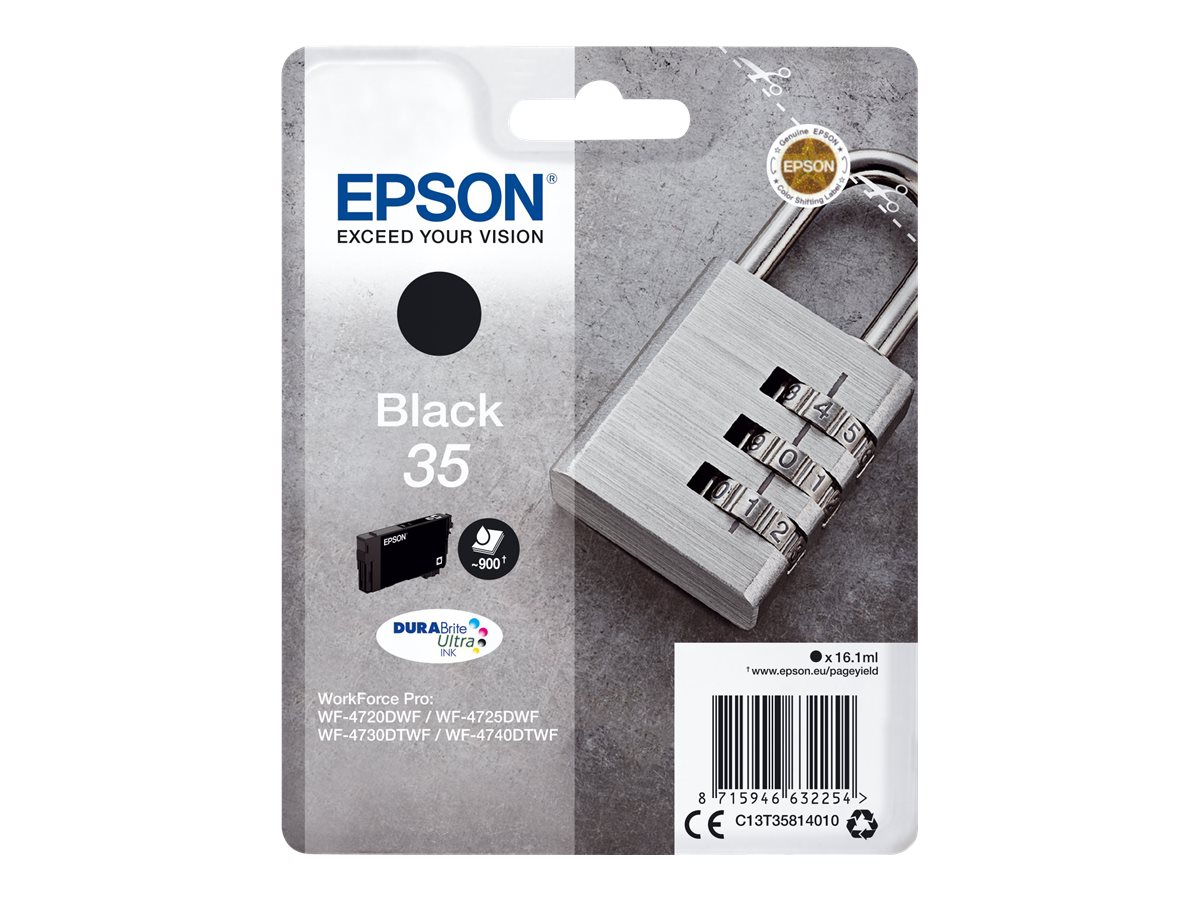 Epson 35 - 16.1 ml - noir - original - blister - cartouche d'encre - pour WorkForce Pro WF-4720, WF-4720DWF, WF-4725DWF, WF-4730, WF-4730DTWF, WF-4740, WF-4740DTWF - C13T35814010 - Cartouches d'encre Epson