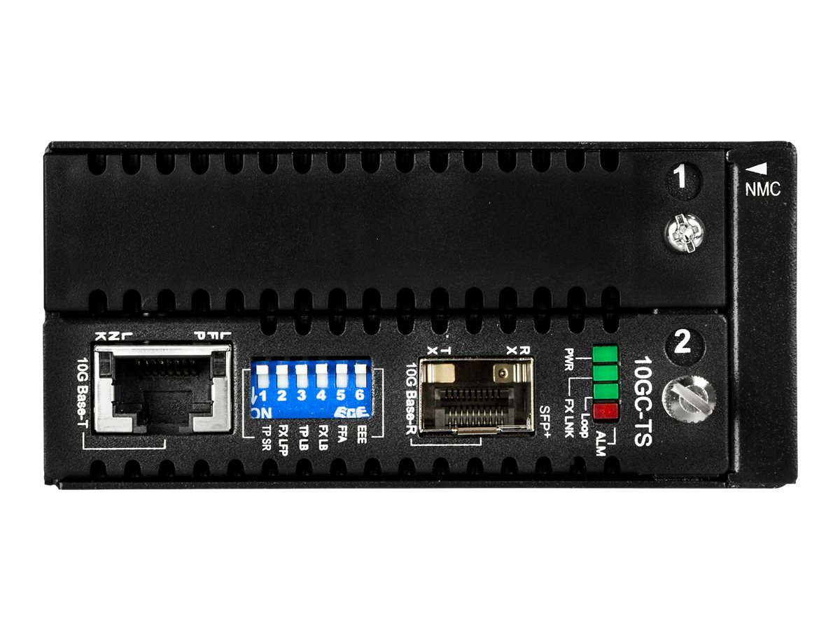 StarTech.com Convertisseur de média fibre optique 10 Gigabit Ethernet avec SFP+ ouvert - Géré - Convertisseur Ethernet cuivre vers fibre - Convertisseur de média à fibre optique - 10GbE - 10GBase-LR, 10GBase-ER, 10GBase-SR, 10GBase-LW, 100Base-TX, 1000Base-T, 10GBase-EW, 10GBase-T, 10GBase-SW - RJ-45 / SFP+ - pour P/N: SFP10GBBXDST, SFP10GBBXUST, SFP10GBLRMST, SFP10GBLRST, SFP10GBSRST, SFP10GBZRST - ET10GSFP - Transmetteurs optiques