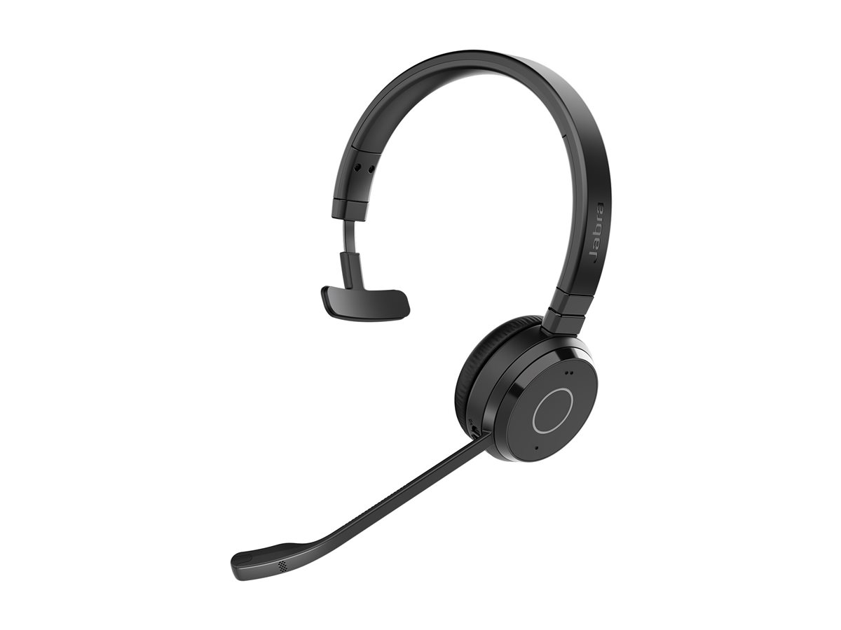 Jabra Evolve 65 TE Mono - Micro-casque - sur-oreille - Bluetooth - sans fil - USB-A via adaptateur Bluetooth - isolation acoustique - certifié UC - 6693-839-409 - Écouteurs