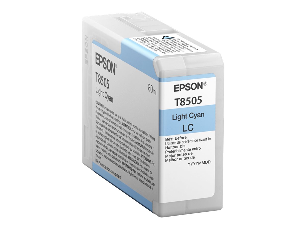 Epson T8505 - 80 ml - cyan clair - original - cartouche d'encre - pour SureColor P800, P800 Designer Edition, SC-P800 - C13T850500 - Cartouches d'encre Epson