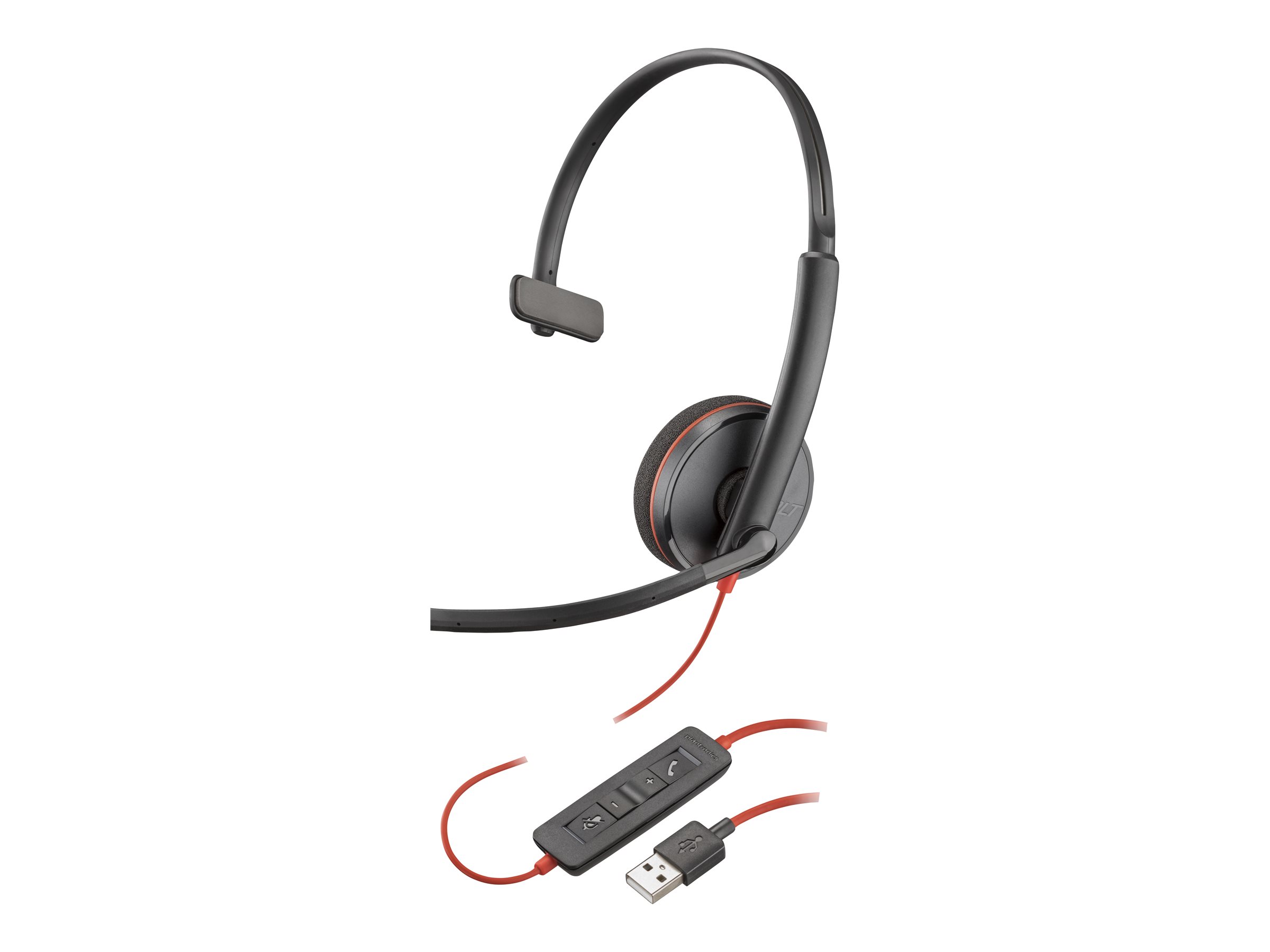 Poly Blackwire 3210 - Blackwire 3200 Series - micro-casque - sur-oreille - filaire - USB-A - noir - Certifié Skype, Certifié Avaya, certifié Cisco Jabber - 80S01A6 - Écouteurs