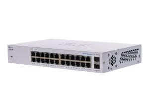 Cisco Business 110 Series 110-24T - Commutateur - non géré - 24 x 10/100/1000 + 2 x SFP Gigabit combiné - de bureau, Montable sur rack, fixation murale - CBS110-24T-EU - Concentrateurs et commutateurs gigabit
