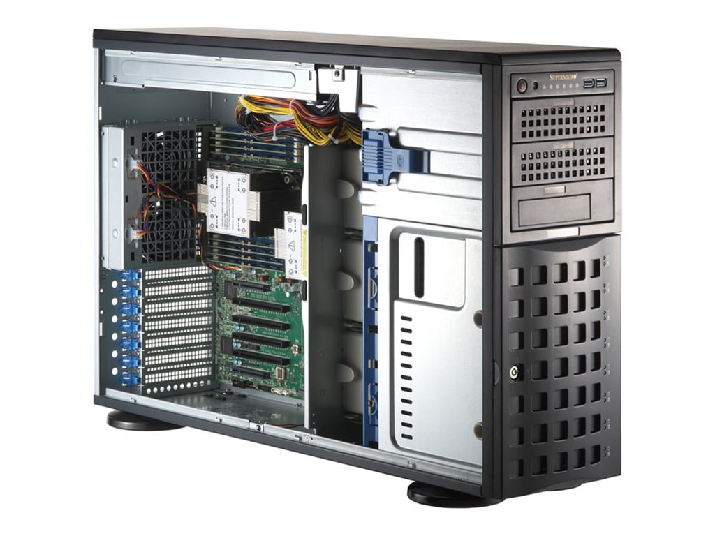 Supermicro Mainstream SuperServer SYS-741P-TRT - Serveur - tour - 4U - pas de processeur jusqu'à - RAM 0 Go - hot-swap 3.5" baie(s) - aucun disque dur - Gigabit Ethernet, 10 Gigabit Ethernet - Aucun SE fourni - moniteur : aucun - noir - SYS-741P-TRT - Serveurs tour