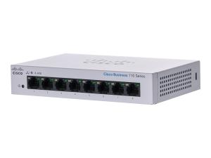 Cisco Business 110 Series 110-8T-D - Commutateur - non géré - 8 x 10/100/1000 - de bureau, Montable sur rack, fixation murale - Tension CC - CBS110-8T-D-EU - Concentrateurs et commutateurs gigabit