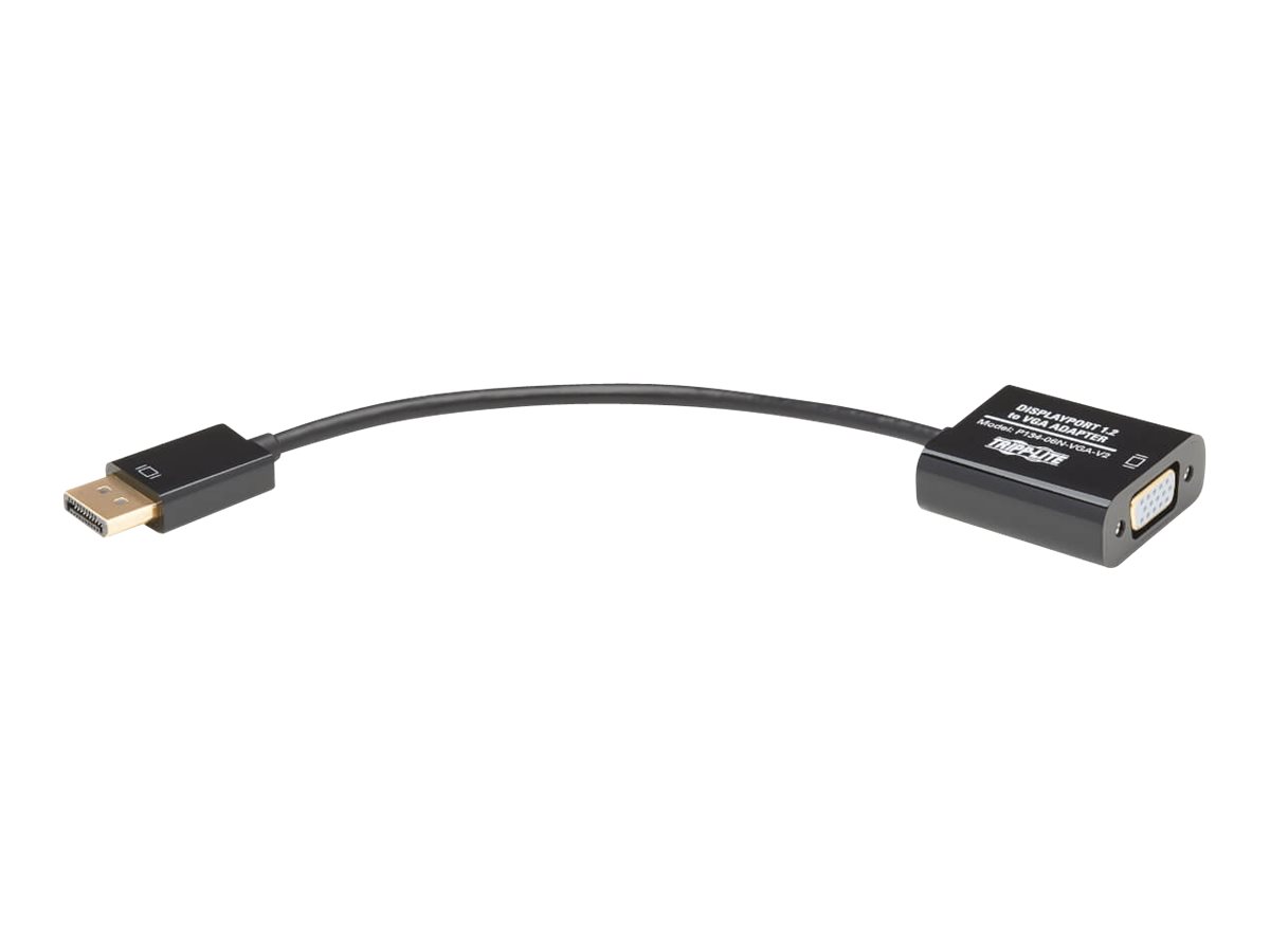 Tripp Lite 6in DisplayPort to VGA Adapter Active Converter DP to VGA M/F DPort 1.2 6" - Carte d'écran - DisplayPort (M) pour HD-15 (VGA) (F) - 15.2 cm - actif - noir - P134-06N-VGA-V2 - Câbles pour périphérique