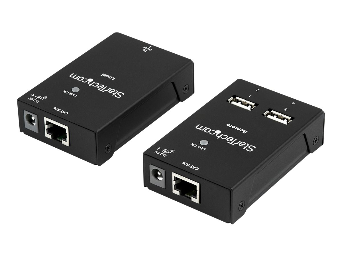 StarTech.com Prolongateur USB 2.0 4 Ports - USB sur Cat5/Cat6 Jusqu'à 40m - Câble de rallonge USB - USB 2.0 - plus de CAT 5/6 - 4 ports - jusqu'à 50 m - pour P/N: SVA5N3NEUA - USB2004EXTV - Prolongateurs de signal