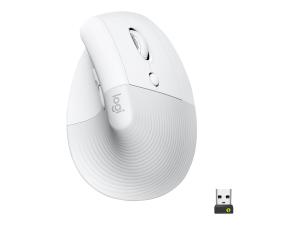 Logitech Lift Vertical Ergonomic Mouse - Souris verticale - ergonomique - optique - 6 boutons - sans fil - Bluetooth, 2.4 GHz - récepteur USB Logitech Logi Bolt - blanc cassé - 910-006475 - Souris