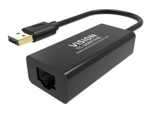 Vision TC-USBETH/BL - Adaptateur réseau - USB 2.0 - Gigabit Ethernet x 1 - noir - TC-USBETH/BL - Cartes réseau