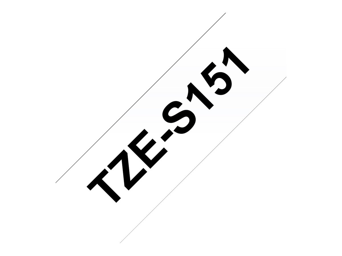 Brother TZe-S151 - Adhésif extra fort - noir sur transparent - Rouleau (2,4 cm x 8 m) 1 cassette(s) ruban laminé - pour Brother PT-D600, P750, P950; P-Touch PT-D610, D800, E550, P900, P950; P-Touch EDGE PT-P750 - TZES151 - Rouleaux de papier