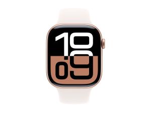 Apple Watch Series 10 (GPS) - 46 mm - aluminium rose or - montre intelligente avec bande sport - fluoroélastomère - blush léger - taille du bracelet : M/L - 64 Go - Wi-Fi 4, UWB, Bluetooth - 36.4 g - MWWU3QF/A - Montres intelligentes