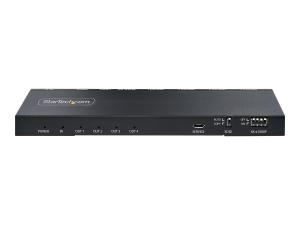 StarTech.com 4-Port HDMI Splitter, 4K 60Hz HDMI 2.0 Video, 1 In 4 Out HDMI Splitter, 4K HDMI Splitter w/Built-in Scaler, 3.5mm/Optical Audio Port, Durable Metal Housing, HDR/HDCP - 1x4 HDMI Display/Output Splitter (HDMI-SPLITTER-44K60S) - Répartiteur vidéo/audio - 4 x HDMI - de bureau - HDMI-SPLITTER-44K60S - Commutateurs audio et vidéo