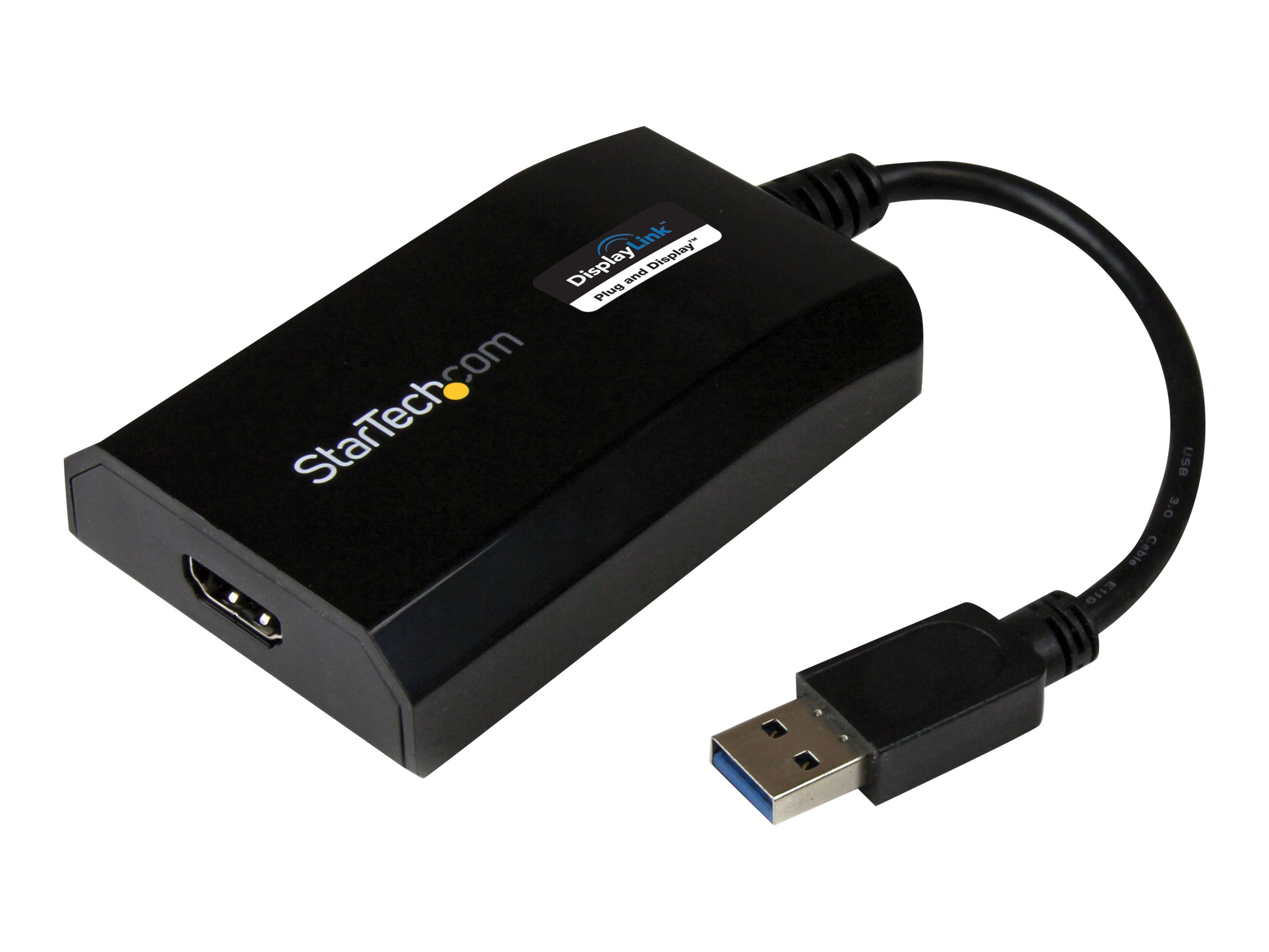 StarTech.com Adaptateur vidéo multi-écrans USB 3.0 vers HDMI pour Mac / PC - Carte graphique externe certifié DisplayLink - HD 1080p - M/F - Câble adaptateur - USB type A mâle pour HDMI femelle - 16 cm - noir - support 1920 x 1200 (WUXGA) - pour P/N: HDDVIMM3, HDMM12, HDMM15, HDMM1MP, HDMM2MP, HDMM3, HDMM3MP, HDMM50A, HDMM6, HDPMM50 - USB32HDPRO - Câbles HDMI