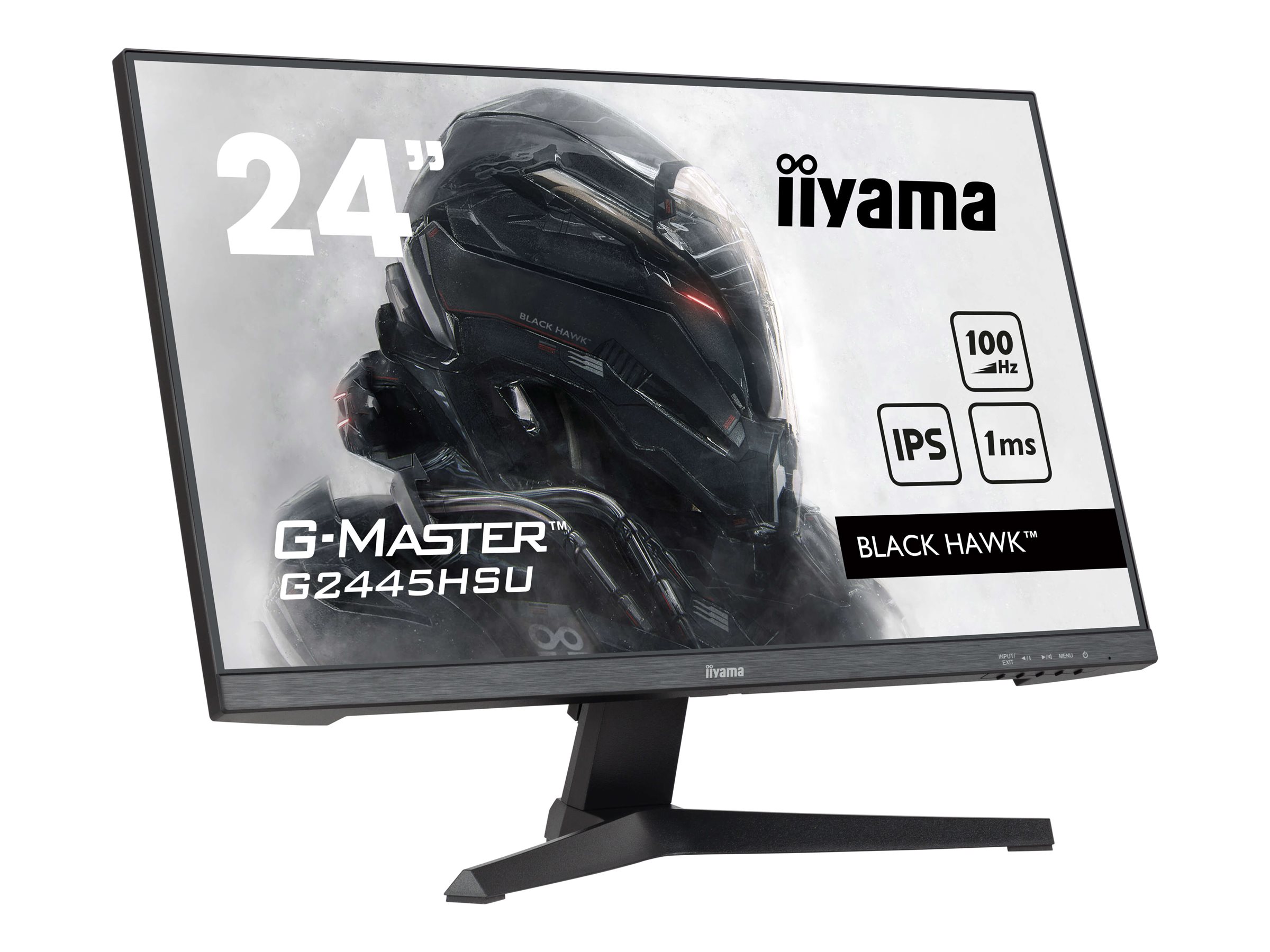 iiyama G-MASTER Black Hawk G2445HSU-B2 - Écran LED - 24" (23.8" visualisable) - 1920 x 1080 Full HD (1080p) @ 100 Hz - IPS - 300 cd/m² - 1300:1 - 1 ms - HDMI, DisplayPort - haut-parleurs - noir mat - G2445HSU-B2 - Écrans d'ordinateur