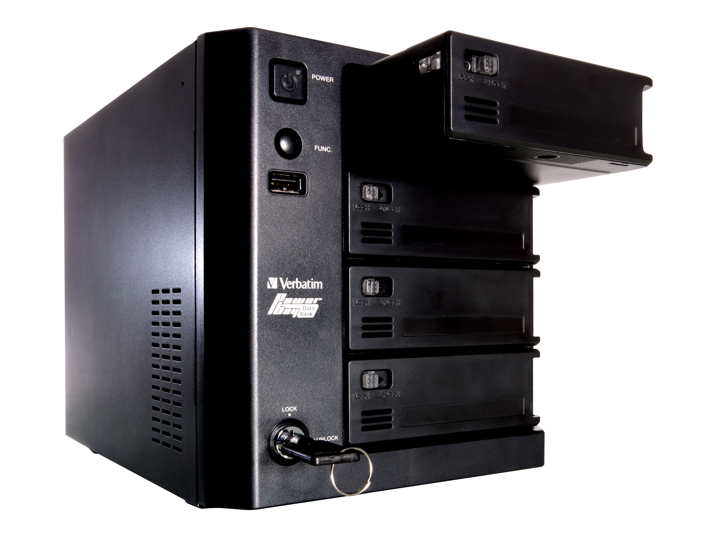 Verbatim PowerBay DataBank - Serveur NAS - 4 Baies - 8 To - SATA 3Gb/s - HDD 2 To x 4 - RAID RAID 0, 1, 5, 6, disque de réserve 5 - Gigabit Ethernet - 47484 - NAS