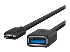 Belkin 3.0 USB-C to USB-A Adapter - Adaptateur USB - 24 pin USB-C (M) reversible pour USB type A (F) - USB 3.0 - 3 A - noir - F2CU036BTBLK - Câbles USB