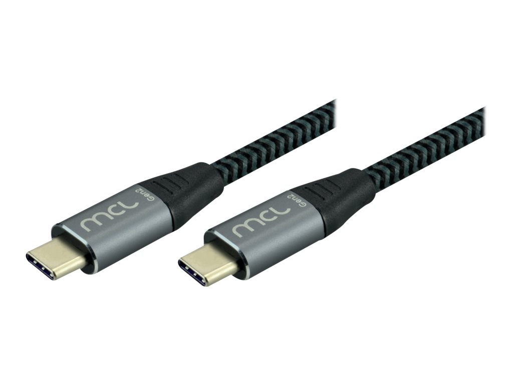 MCL - Câble USB - 24 pin USB-C (M) pour 24 pin USB-C (M) - USB 3.2 Gen 2 - 5 A - 2 m - Alimentation USB (100 W) - noir et gris - MC1C99A003C1052 - Câbles USB