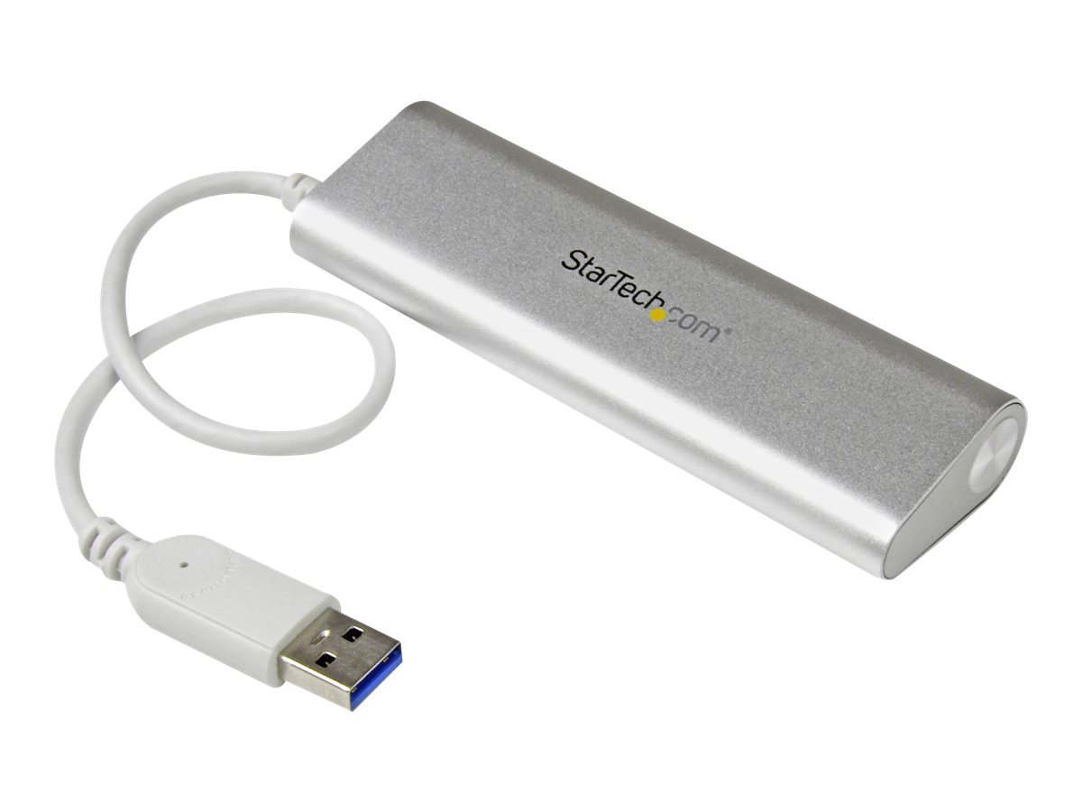 StarTech.com Hub USB 3.0 compact à 4 ports avec câble intégré - Concentrateur USB 3.0 avec boîtier en aluminium - Argent - Concentrateur (hub) - 4 x SuperSpeed USB 3.0 - ST43004UA - Concentrateurs USB
