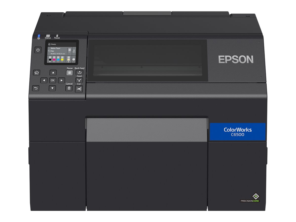 Epson ColorWorks CW-C6500Ae - Imprimante d'étiquettes - couleur - jet d'encre - Rouleau (21,59 cm) - 1200 x 1200 ppp - jusqu'à 85 mm/sec (mono) / jusqu'à 85 mm/sec (couleur) - USB 2.0, LAN, hôte USB 2.0 - outil de coupe - C31CH77102MK - Imprimantes jet d'encre