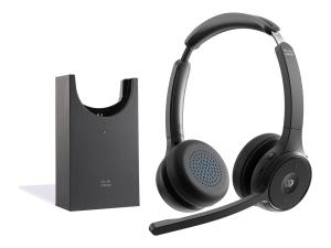 Cisco Headset 722 - Micro-casque - sur-oreille - Bluetooth - sans fil - noir de charbon - avec support de chargement - Cisco Webex Certified - HS-WL-722-BUNAS-C - Écouteurs