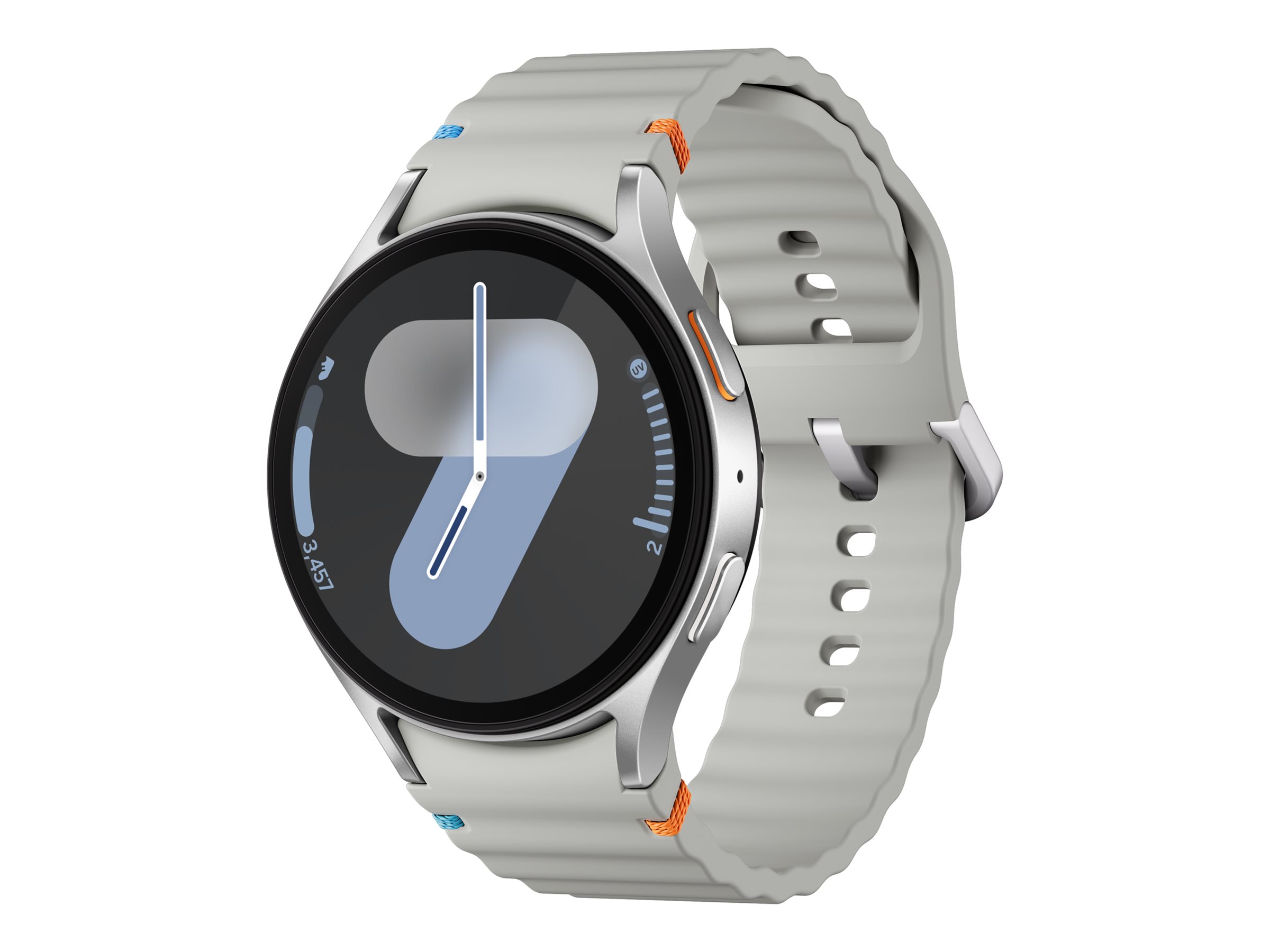 Samsung Galaxy Watch7 - 44 mm - montre intelligente avec bande sport - caoutchouc - taille du bracelet : M/L - affichage 1.47" - 32 Go - NFC, Wi-Fi, Bluetooth, LTE - 4G - 33.8 g - argent - SM-L315FZSAXEF - Montres intelligentes