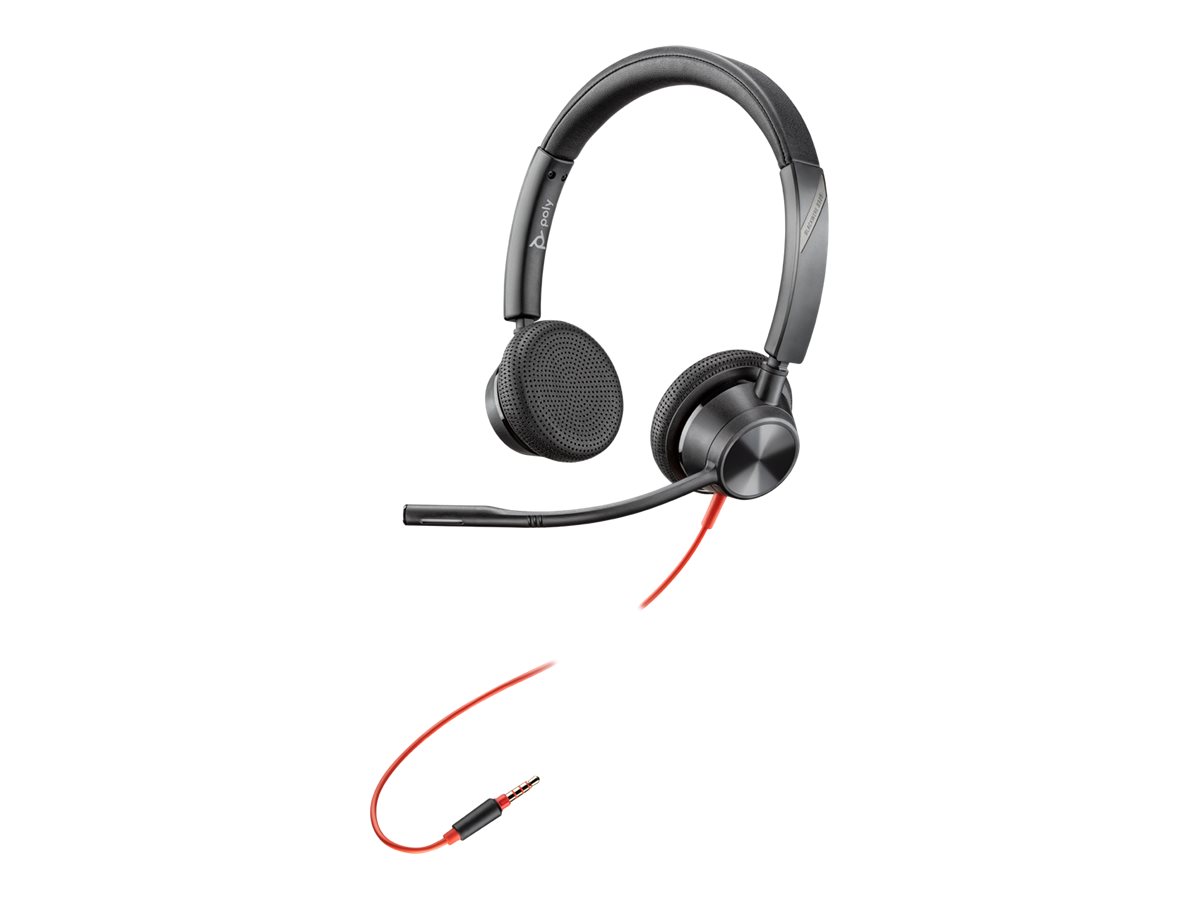 Poly Blackwire 3325 - Blackwire 3300 series - micro-casque - sur-oreille - filaire - jack 3,5mm - noir - 85R08AA - Écouteurs