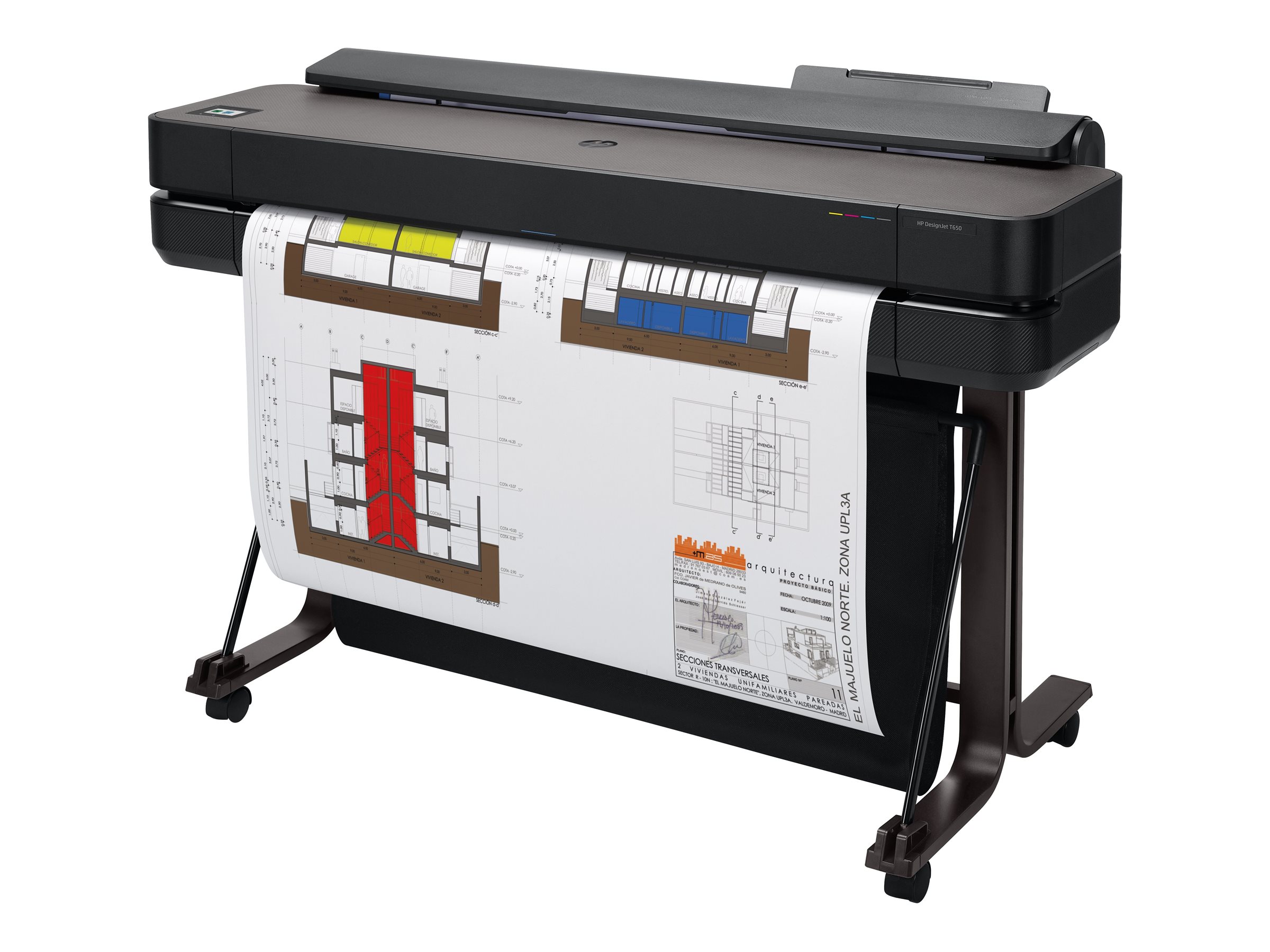 HP DesignJet T650 - 36" imprimante grand format - couleur - jet d'encre - A0, ANSI D, Rouleau (91,4 cm x 45,7 m) - 2 400 x 1 200 ppp - jusqu'à 0.42 min/page (mono) / jusqu'à 0.42 min/page (couleur) - capacité : 1 inclinaison - Gigabit LAN, USB 2.0, Wi-Fi(n) - outil de coupe - 5HB10D#B19 - Imprimantes jet d'encre