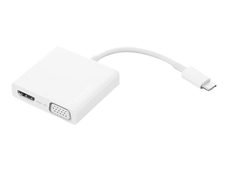 Lenovo USB-C 3-in-1 Hub - Adaptateur vidéo - 24 pin USB-C mâle pour HD-15 (VGA), HDMI, USB type A femelle - support 4K, support 1080p - GX90T33021 - Câbles HDMI