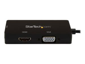 StarTech.com 4K USB C to HDMI, VGA & DVI Multi Port Video Display Adapter for Mac / Windows Laptop & Monitor (CDPVGDVHDBP) - Adaptateur vidéo - 24 pin USB-C mâle pour HD-15 (VGA), DVI-I, HDMI femelle - 15 cm - noir - convertisseur actif, prise en charge de 4K30Hz (3 840 x 2 160) (HDMI), support 1 920 x 1 200 (WUXGA) 60 Hz (DVI et VGA) - CDPVGDVHDBP - Accessoires pour téléviseurs