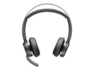 Poly Voyager Focus 2-M - Micro-casque - sur-oreille - Bluetooth - sans fil, filaire - USB-A via adaptateur Bluetooth - noir - Certifié pour Microsoft Teams - 77Y87AA - Écouteurs