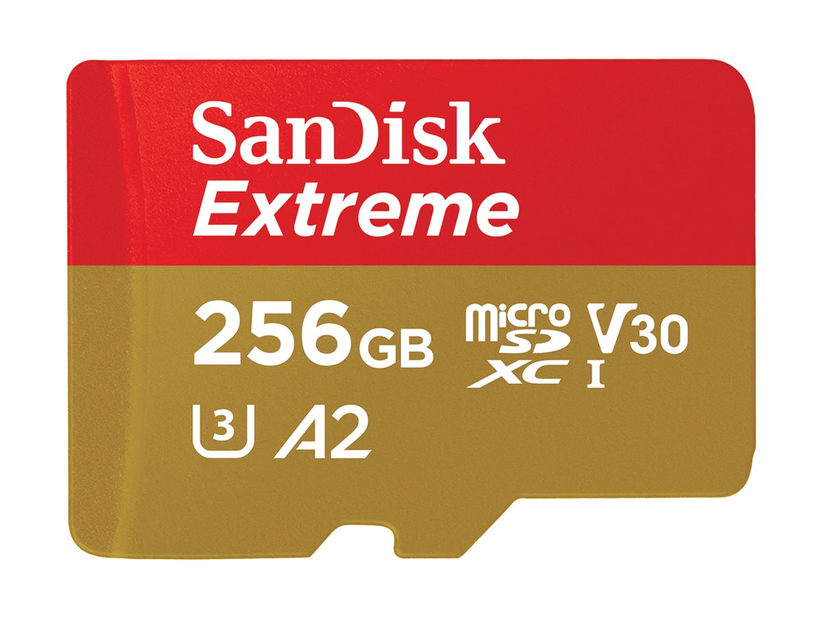 SanDisk Extreme - Carte mémoire flash - 256 Go - A2 / Video Class V30 / UHS-I U3 / Class10 - microSDXC UHS-I - SDSQXAV-256G-GN6GN - Cartes flash