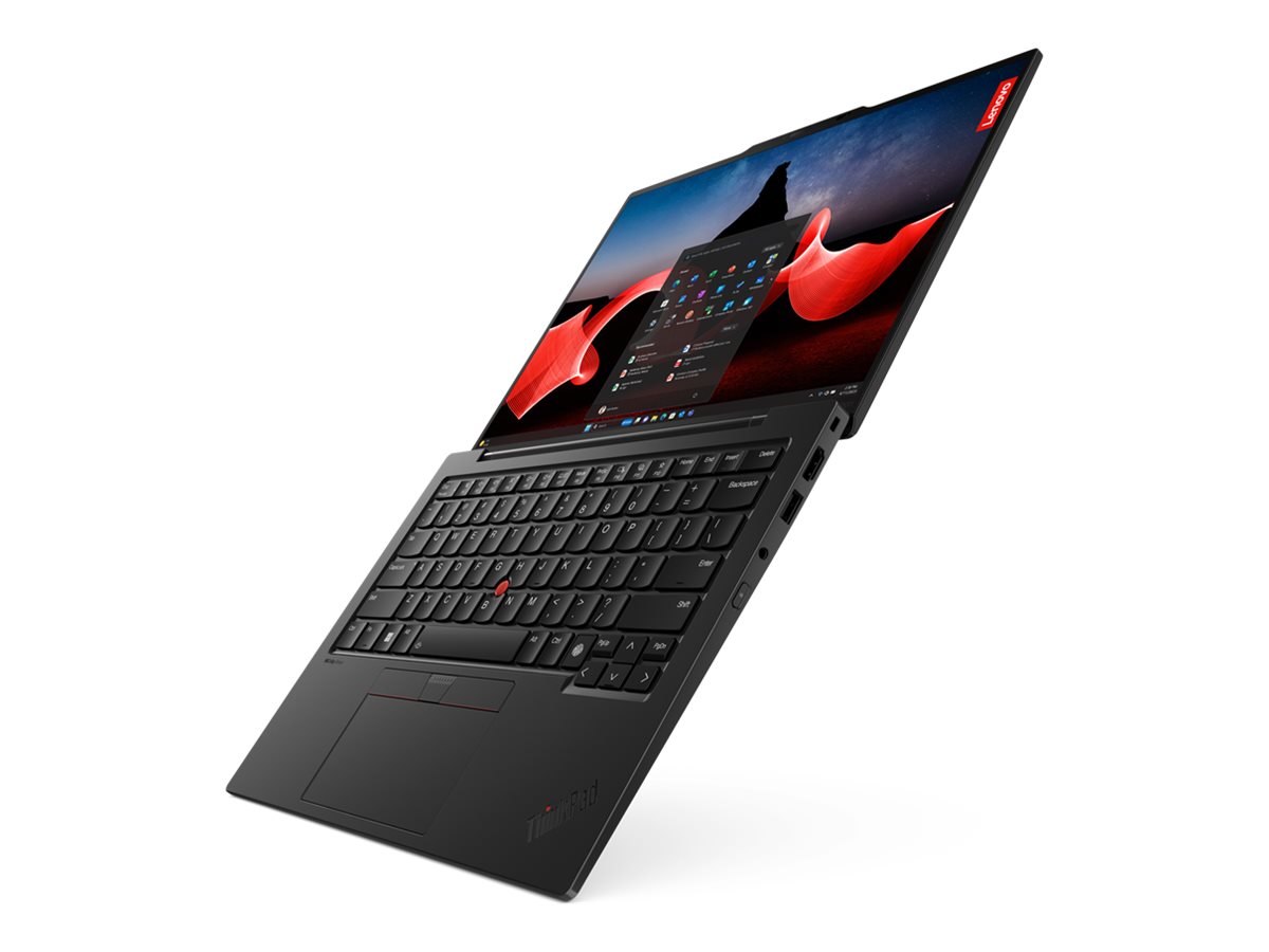 Lenovo ThinkPad X1 Carbon Gen 12 21KC - Conception de charnière à 180 degrés - Intel Core Ultra 7 - 155U / jusqu'à 4.8 GHz - Evo - Win 11 Pro - Intel Graphics - 32 Go RAM - 1 To SSD TCG Opal Encryption 2, NVMe, Performance - 14" OLED écran tactile 2880 x 1800 (2.8K) @ 120 Hz - Wi-Fi 6E, Bluetooth - mise à niveau possible 4G/5G - peinture noire - clavier : Français - avec 3 ans de support Lenovo Premier - 21KC006GFR - Ordinateurs portables