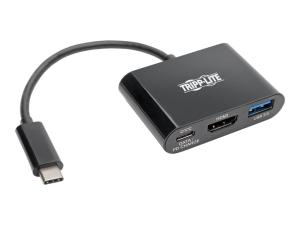 Tripp Lite USB C to HDMI Adapter w/USB-A Hub and PD Charging - USB 3.1, Thunderbolt 3 Compatible, 4K x 2K @ 30 Hz, Black USB Type C, USB-C - Station d'accueil - USB-C 3.1 / Thunderbolt 3 - HDMI - U444-06N-H4UB-C - Stations d'accueil pour ordinateur portable