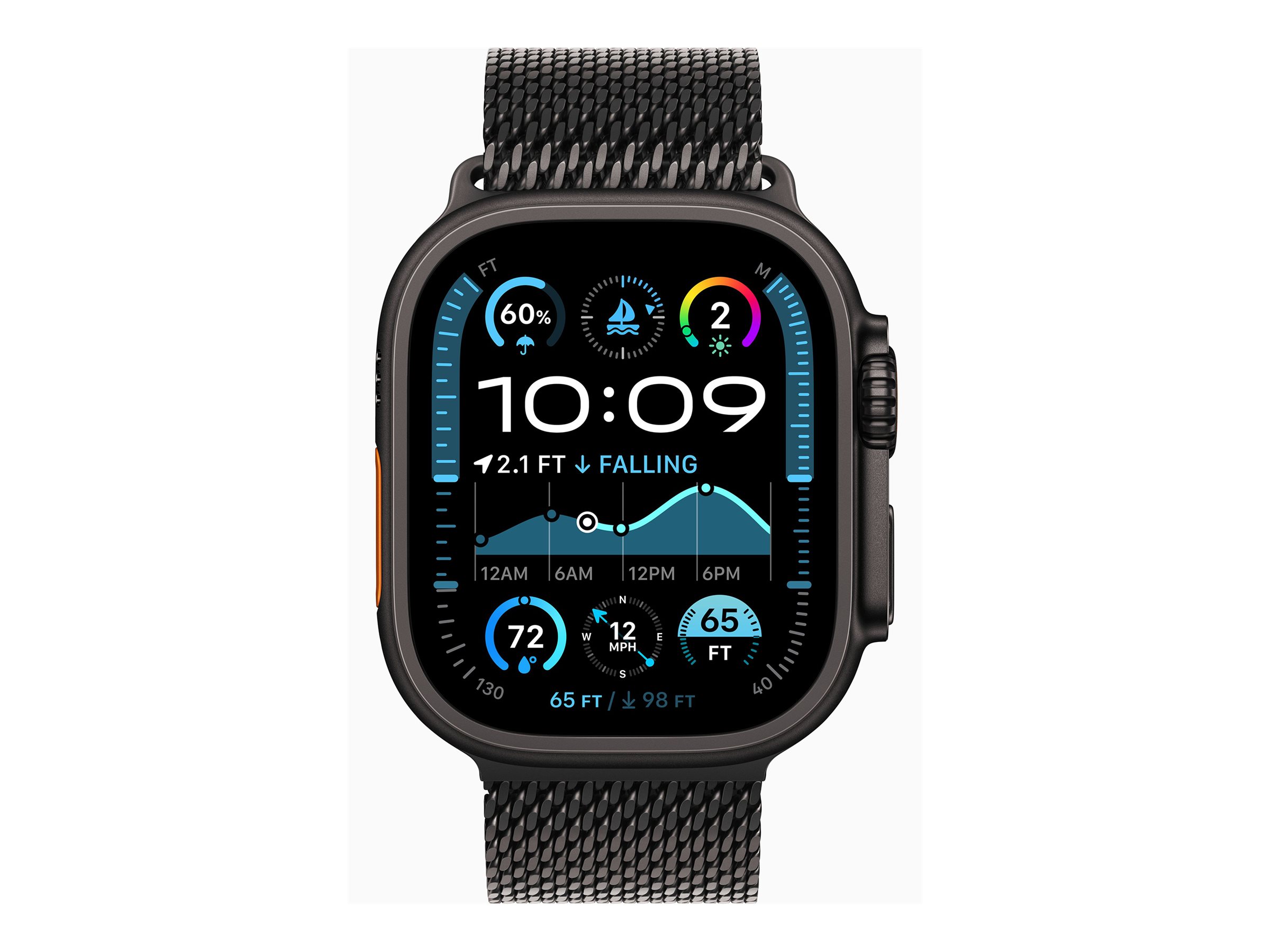 Apple Watch Ultra 2 - 49 mm - titane noir - montre intelligente avec boucle milanaise - taille du bracelet : M - 64 Go - LTE, Wi-Fi 4, UWB, Bluetooth - 4G - 61.8 g - MX5U3NF/A - Montres intelligentes