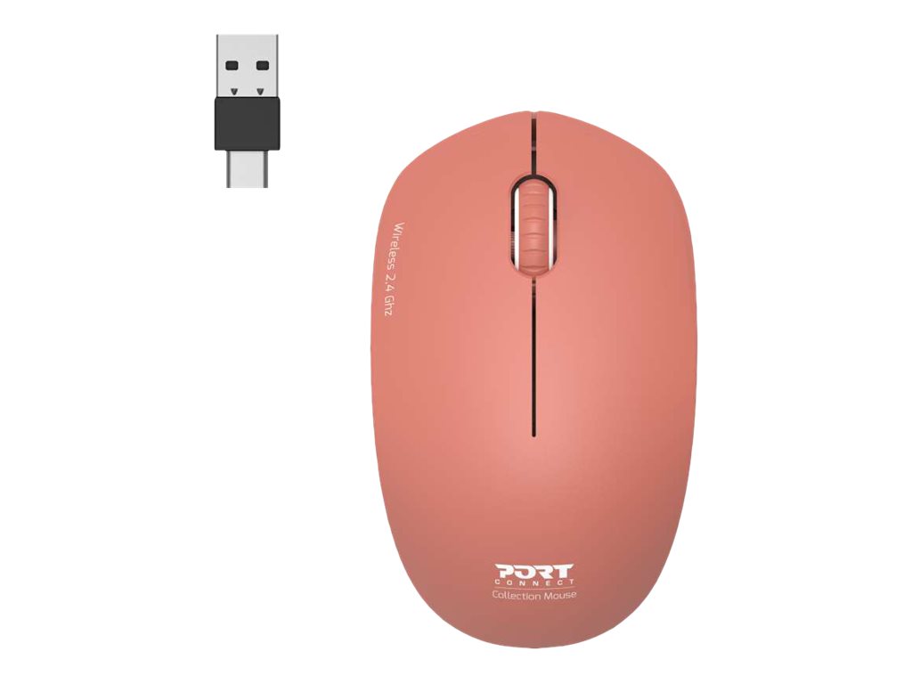 PORT Connect Collection - Souris - droitiers et gauchers - optique - 3 boutons - sans fil - 2.4 GHz - récepteur sans-fil USB/USB-C - terre cuite - 900542 - Souris