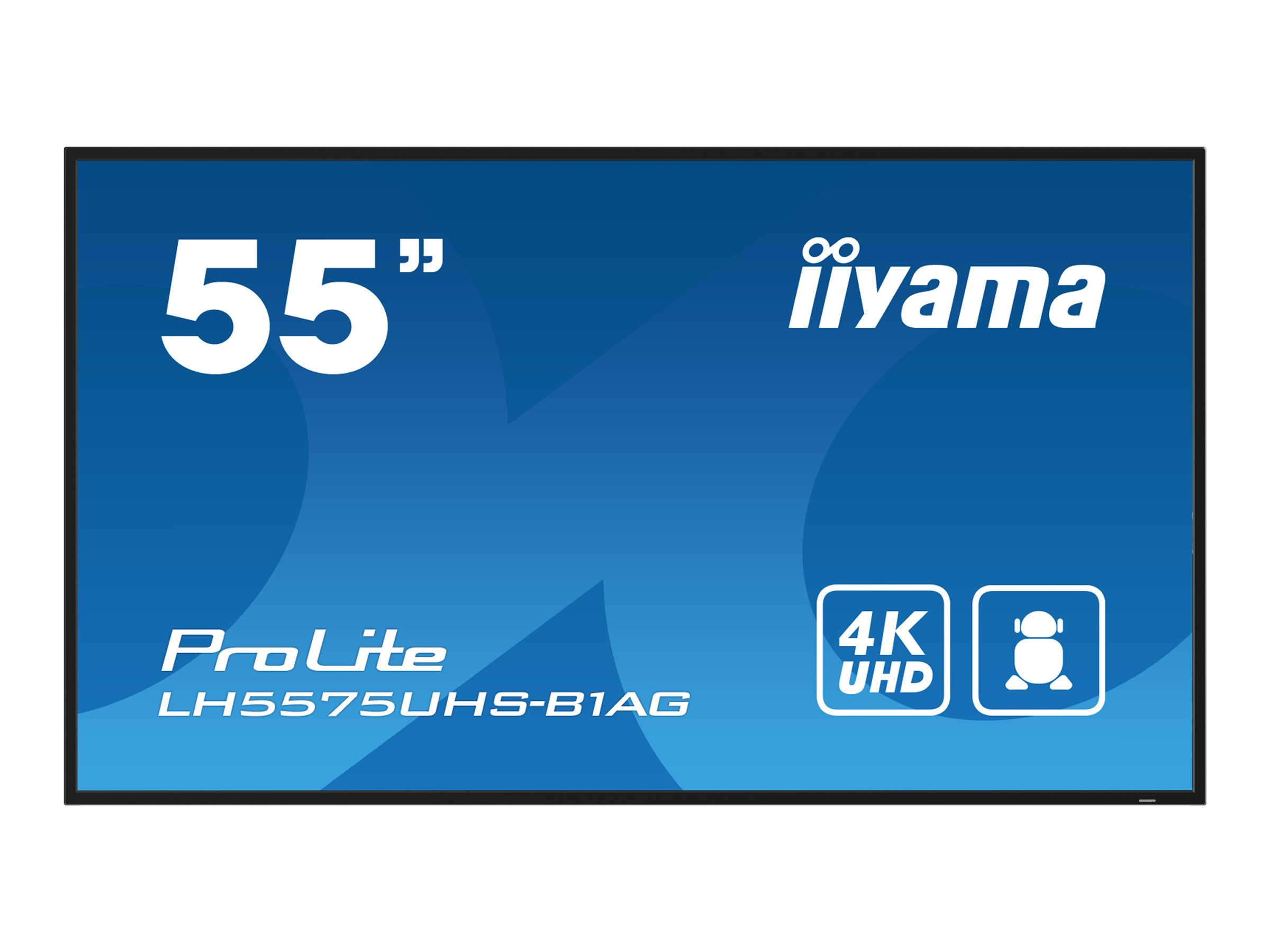 iiyama ProLite LH5575UHS-B1AG - Classe de diagonale 55" (54.6" visualisable) écran LCD rétro-éclairé par LED - signalisation numérique - avec lecteur multimédia intégré, SDM Slot PC - 4K UHD (2160p) 3840 x 2160 - cadre noir avec finition mate - LH5575UHS-B1AG - Écrans de signalisation numérique