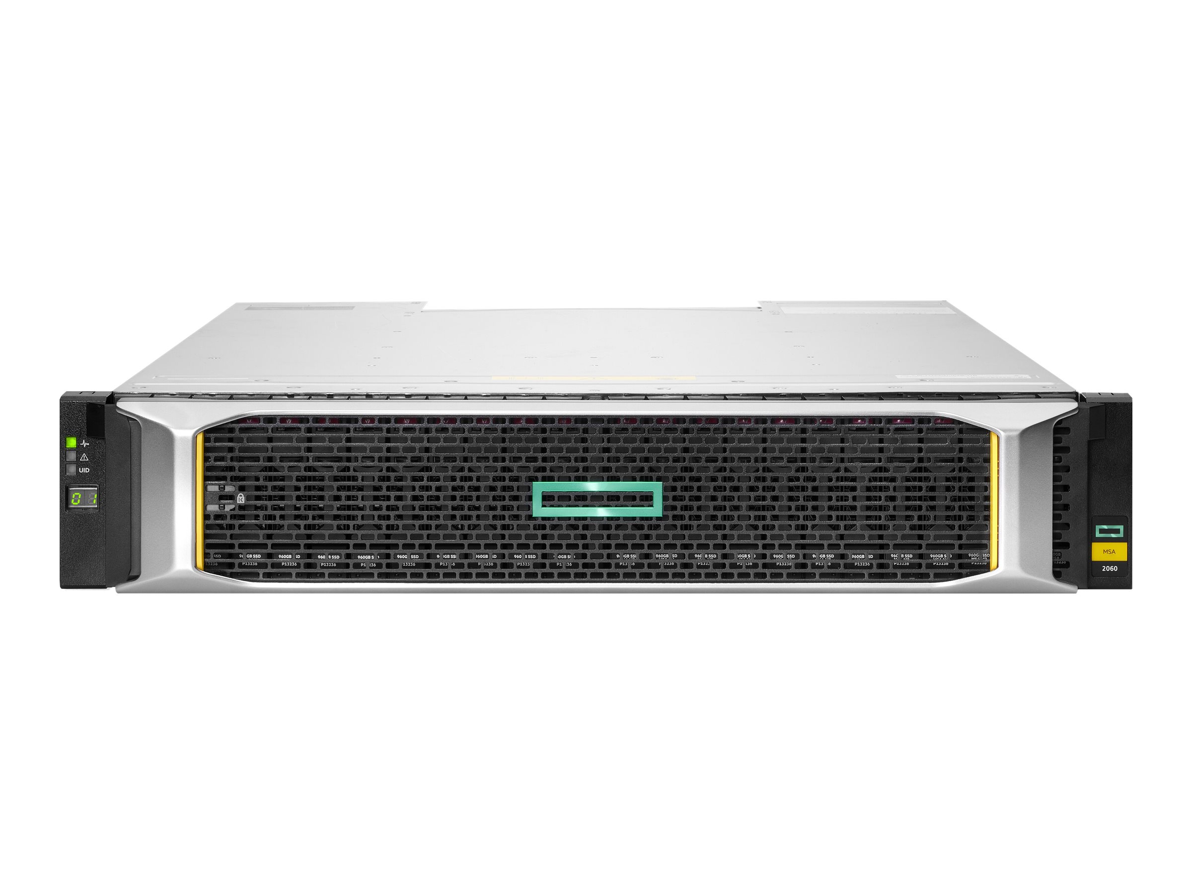 HPE Modular Smart Array 2062 10GBase-T iSCSI SFF Storage - Baie de disques - 3.84 To - 24 Baies (SAS-3) - SSD 1.92 To x 2 - iSCSI (10 GbE) (externe) - rack-montable - 2U - R7J71B - SAN