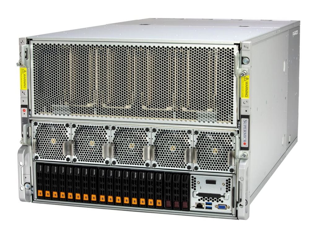 Supermicro GPU SuperServer 821GE-TNHR - Montable sur rack - 8U - pas de processeur jusqu'à - RAM 0 Go - aucun disque dur - Aucun SE fourni - moniteur : aucun - avant noir, corps argenté - SYS-821GE-TNHR - Ordinateurs de bureau