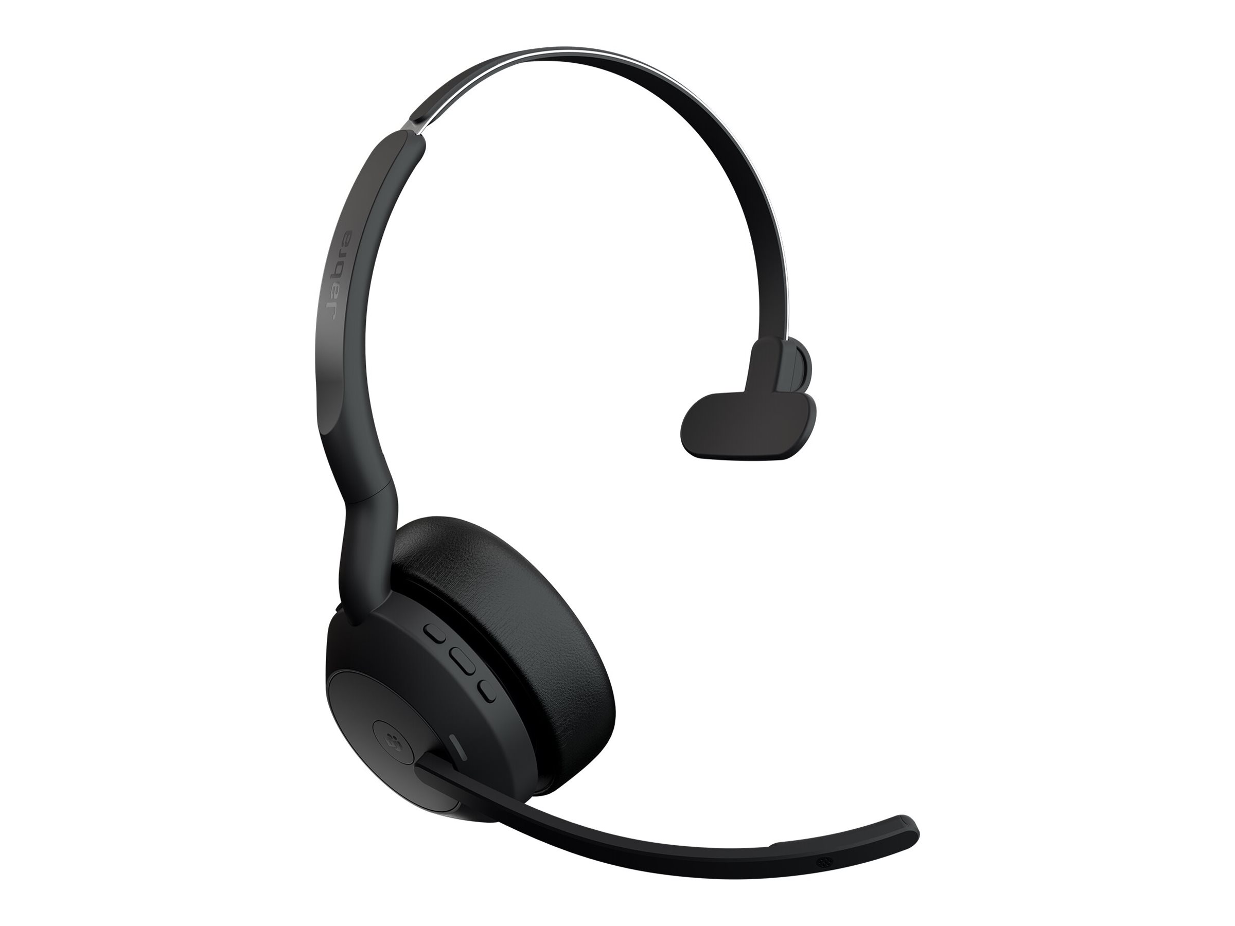 Jabra Evolve2 55 MS Mono - Micro-casque - sur-oreille - Bluetooth - sans fil - Suppresseur de bruit actif - USB-C via un adaptateur Bluetooth - noir - avec support de chargement - certifié Zoom, Cisco Webex Certified, Certifié Tencent Meeting, Certifié Alcatel-Lucent, Certifié Avaya, Certifié Unify, Certifié MFi, Certifié Google Meet, Certifié Amazon Chime - 25599-899-989 - Écouteurs